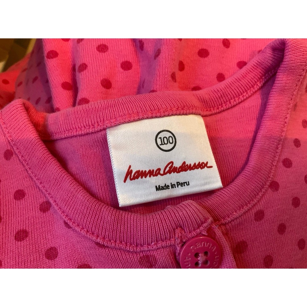 Hanna Andersson pink dot‎ long sleeve dress - girls size 100 (4) Play Day Dress - Picture 2 of 6
